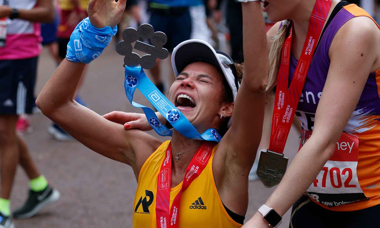 six star finisher celebration at the finish line