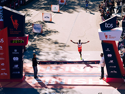 Abdi Nageeye celebrates winning his first AWMM in New York City last year
